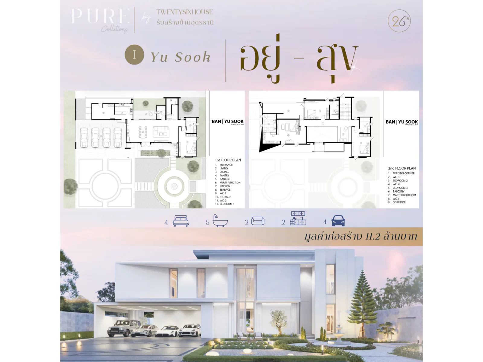 แปลนพื้นที่แบบบ้าน Yu Sook อยู่-สุข