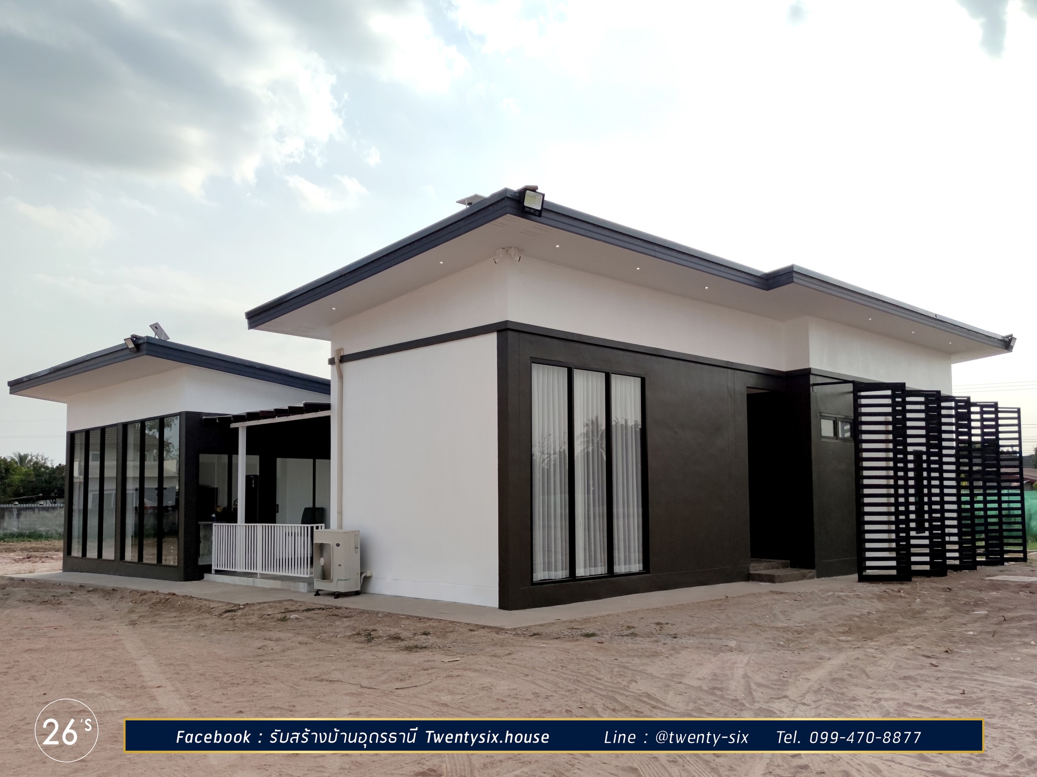 บ้านชั้นเดียวโมเดิร์นโทนขาว-ดำ 2 ห้องนอน 3 ห้องน้ำ