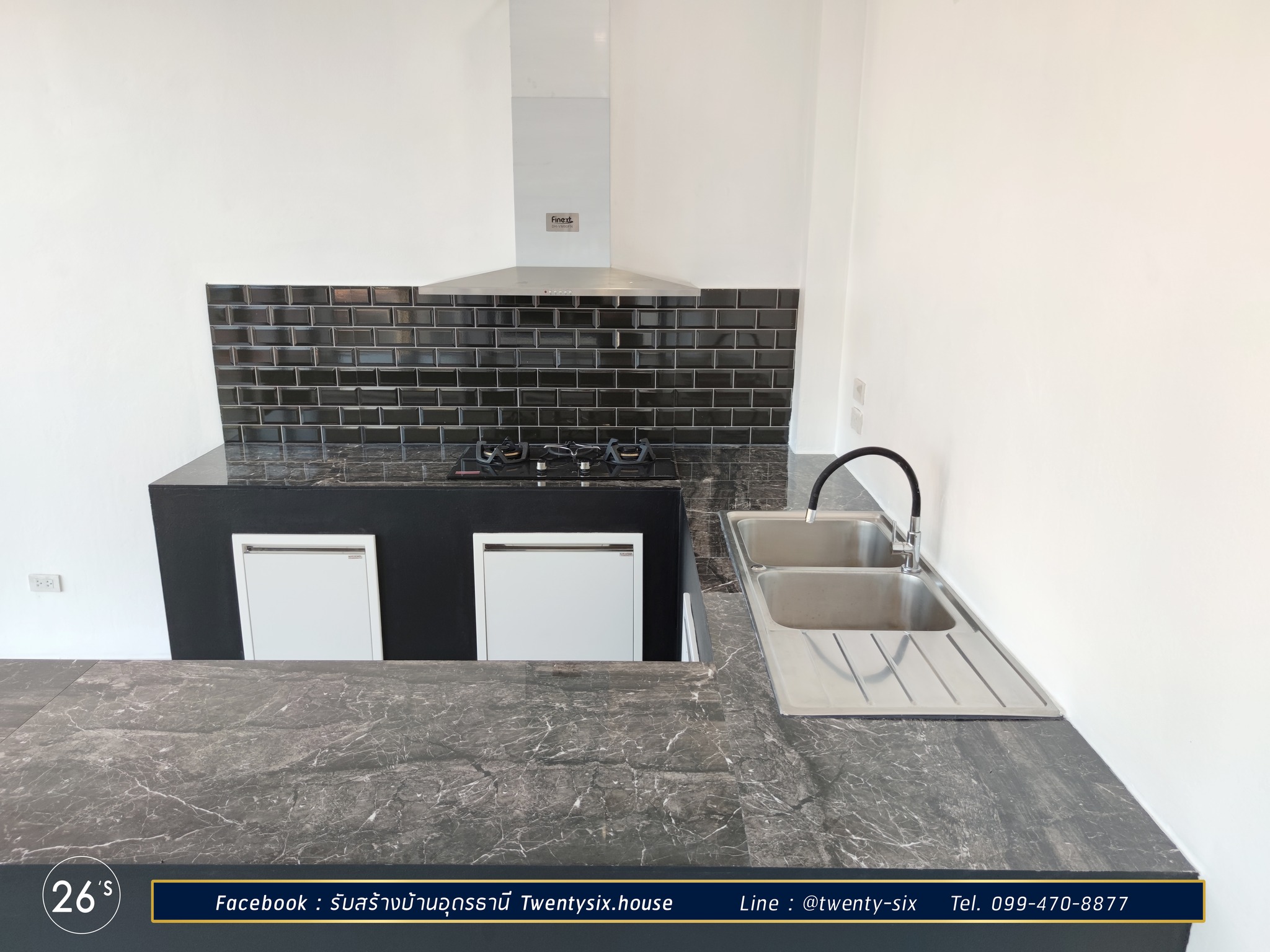 บ้านชั้นเดียวโมเดิร์นโทนขาว-ดำ 2 ห้องนอน 3 ห้องน้ำ