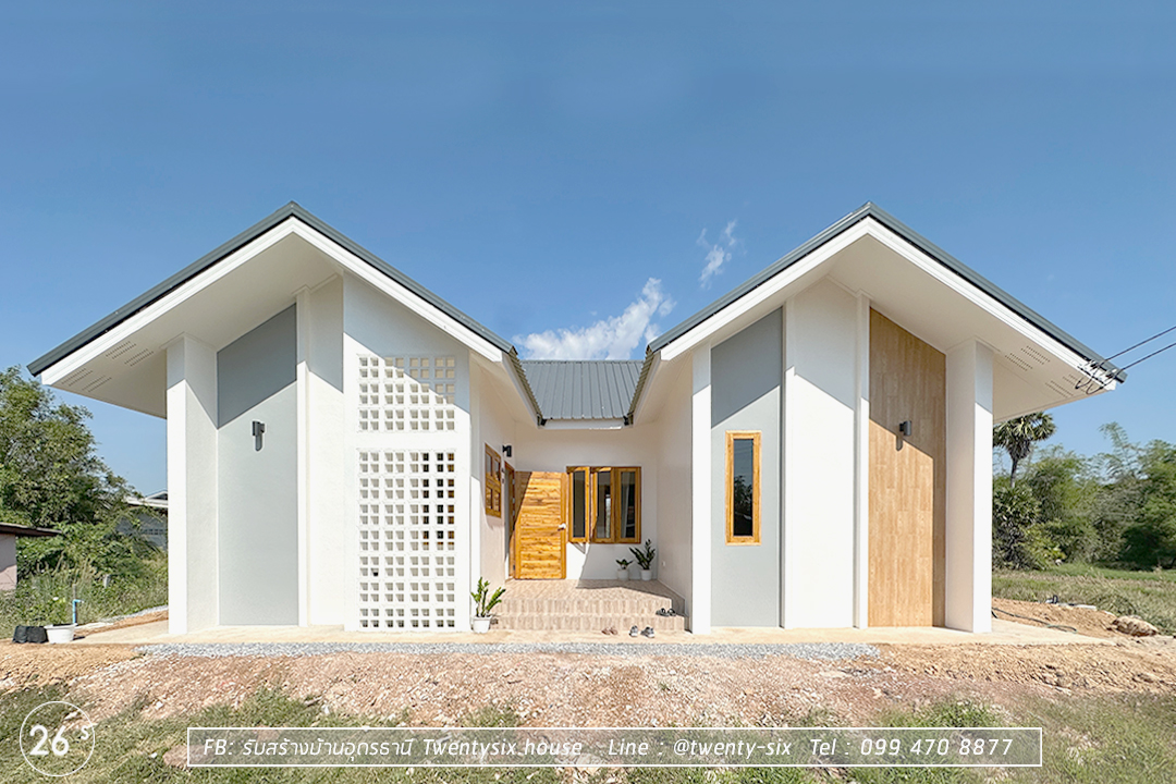 ผลงานบ้านชั้นเดียวทรงจั่วโมเดิร์น 2 ห้องนอน 2 ห้องน้ำ โดย Twentysix House