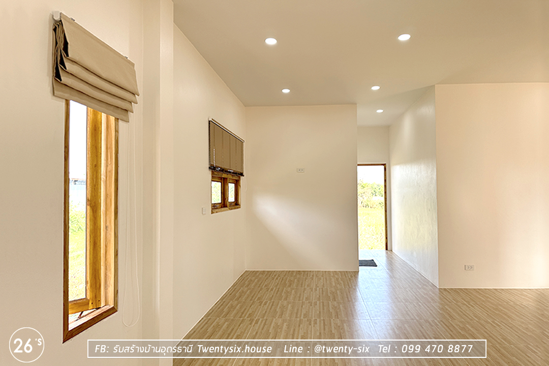 บ้านชั้นเดียวทรงจั่วโมเดิร์น 2 ห้องนอน 2 ห้องน้ำ