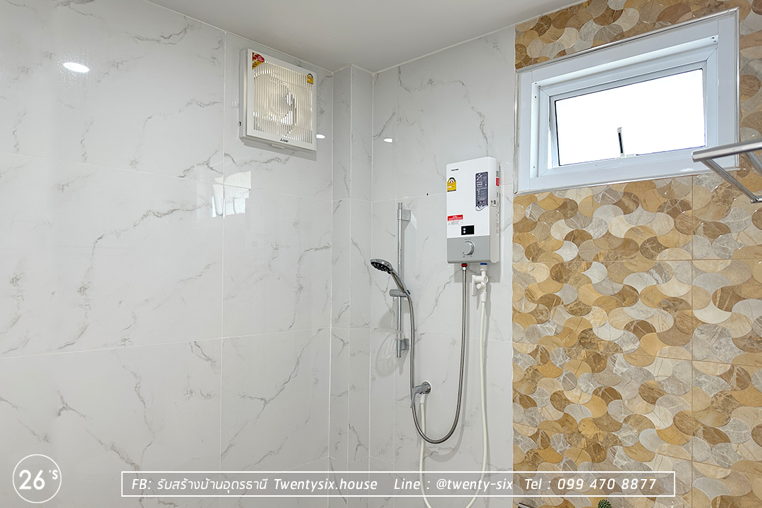 บ้านชั้นเดียวทรงจั่วโมเดิร์น 2 ห้องนอน 2 ห้องน้ำ